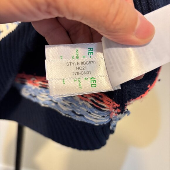 J. Crew Fair Isle Nordic Navy Crew Neck Long Sleeve Sweater - Picture 8 of 8